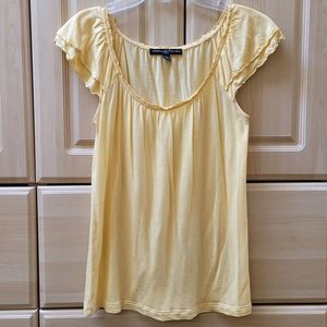 Marina Luna Blouse Cap Sleeve Yellow Sz petite small PS